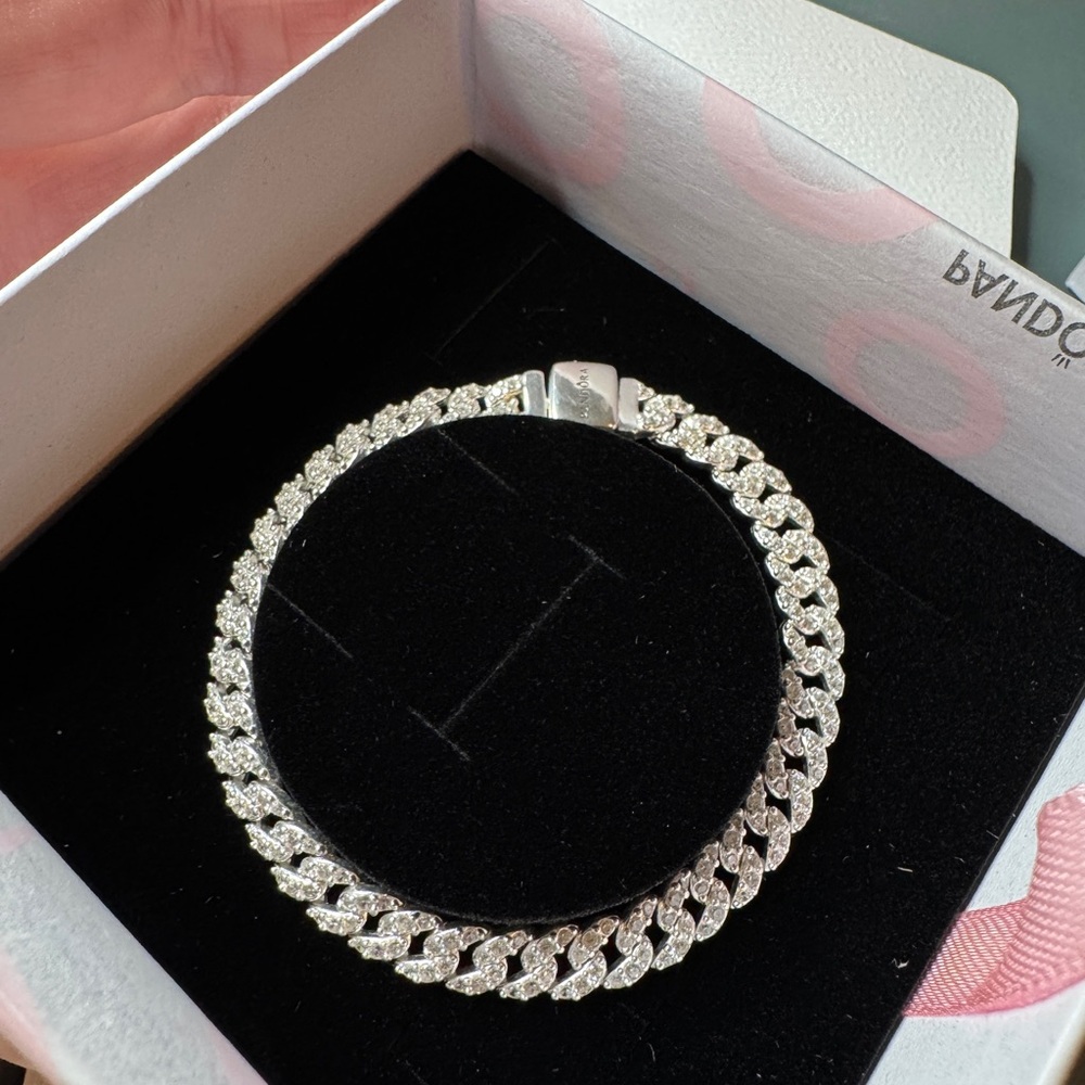 New Authentic Pandora Cuban link Sparkling 925 Bracelet